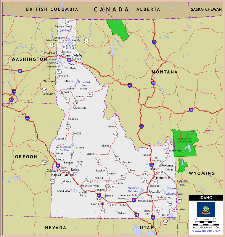 Map of Idaho - TravelsFinders.Com