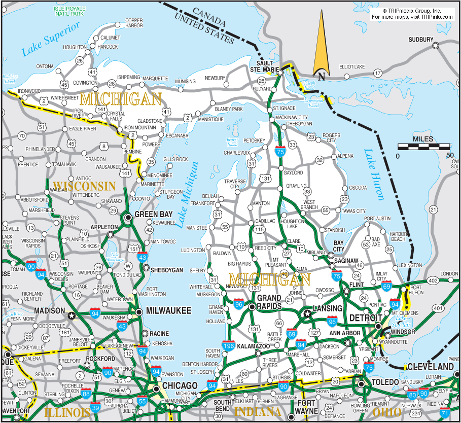 Michigan Map - TravelsFinders.Com