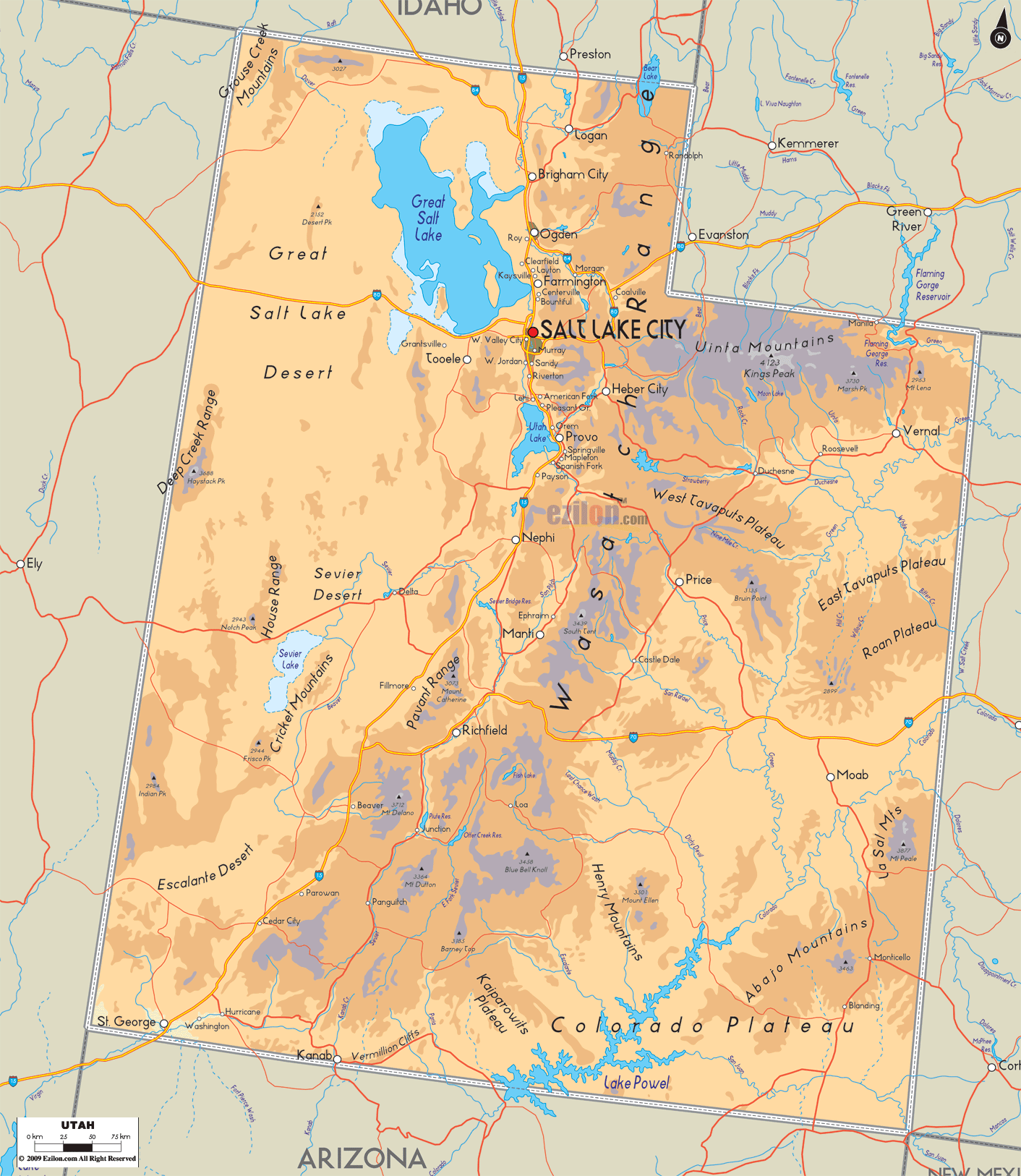 Map of Utah - TravelsFinders.Com