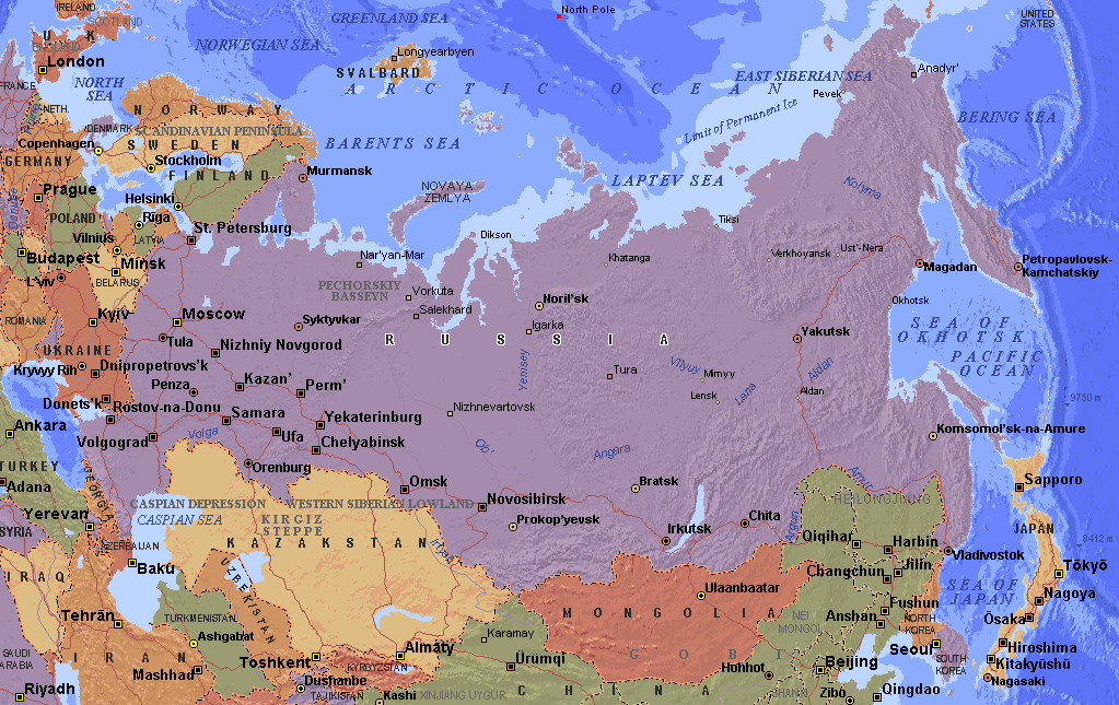 Russia Map - TravelsFinders.Com