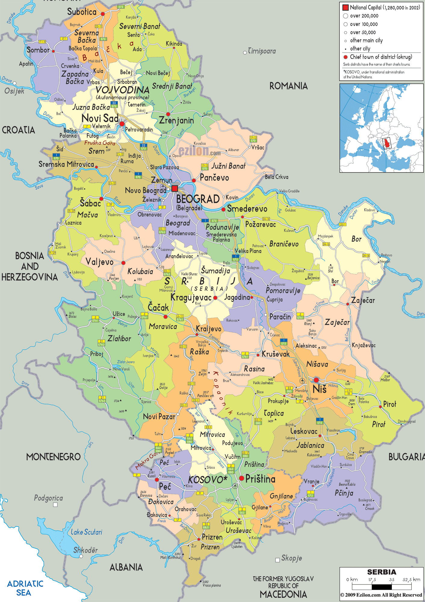Serbia Map - TravelsFinders.Com
