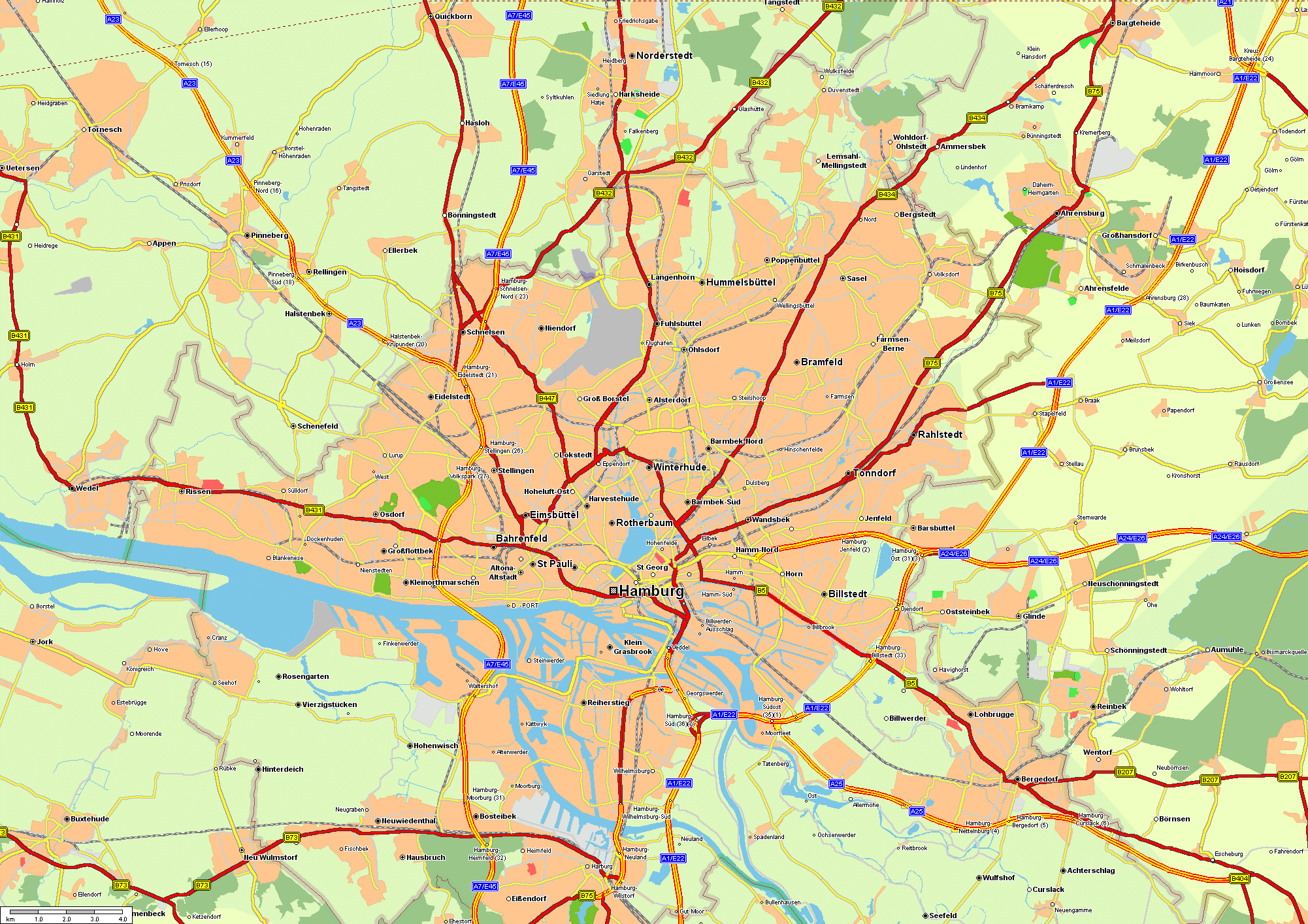 Hamburg Map - TravelsFinders.Com