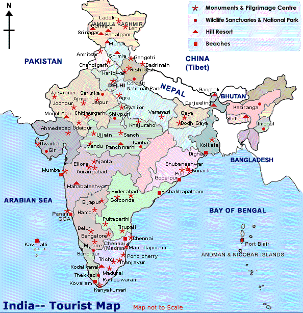 Tourist Destinations In India Map Tourist Destinations In India Map