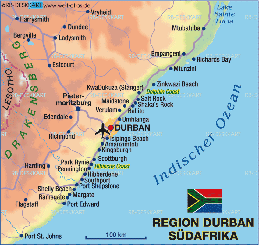 Durban Map - TravelsFinders.Com