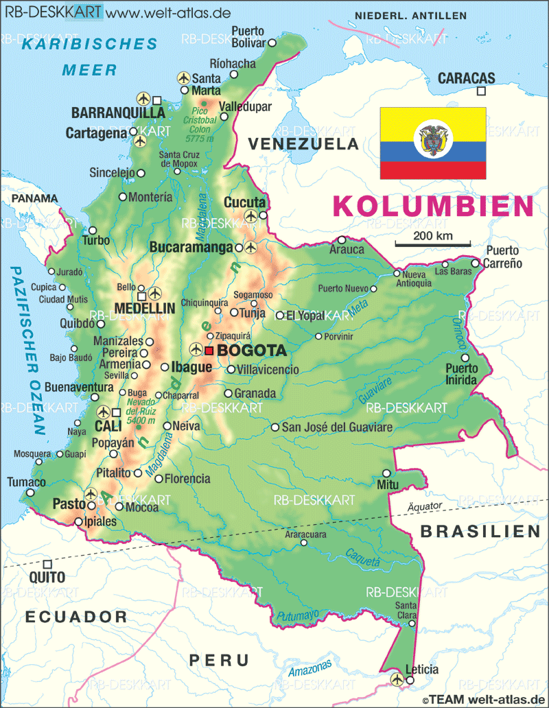 Colombia America : Colombia Map and Colombia Satellite Images - На