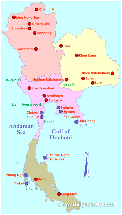 Thailand Map Tourist Attractions Travelsfinders Com