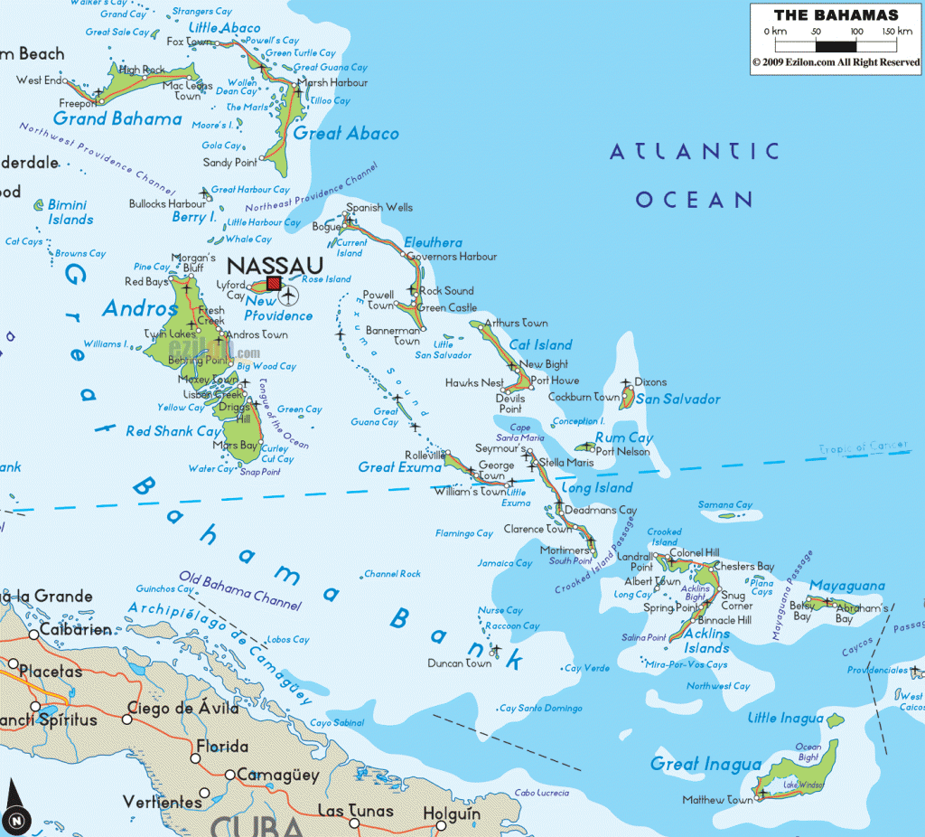 The Bahamas Map Atlantic Ocean 