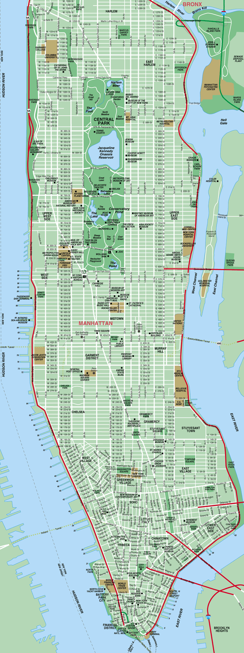 New York map manhattan - TravelsFinders.Com