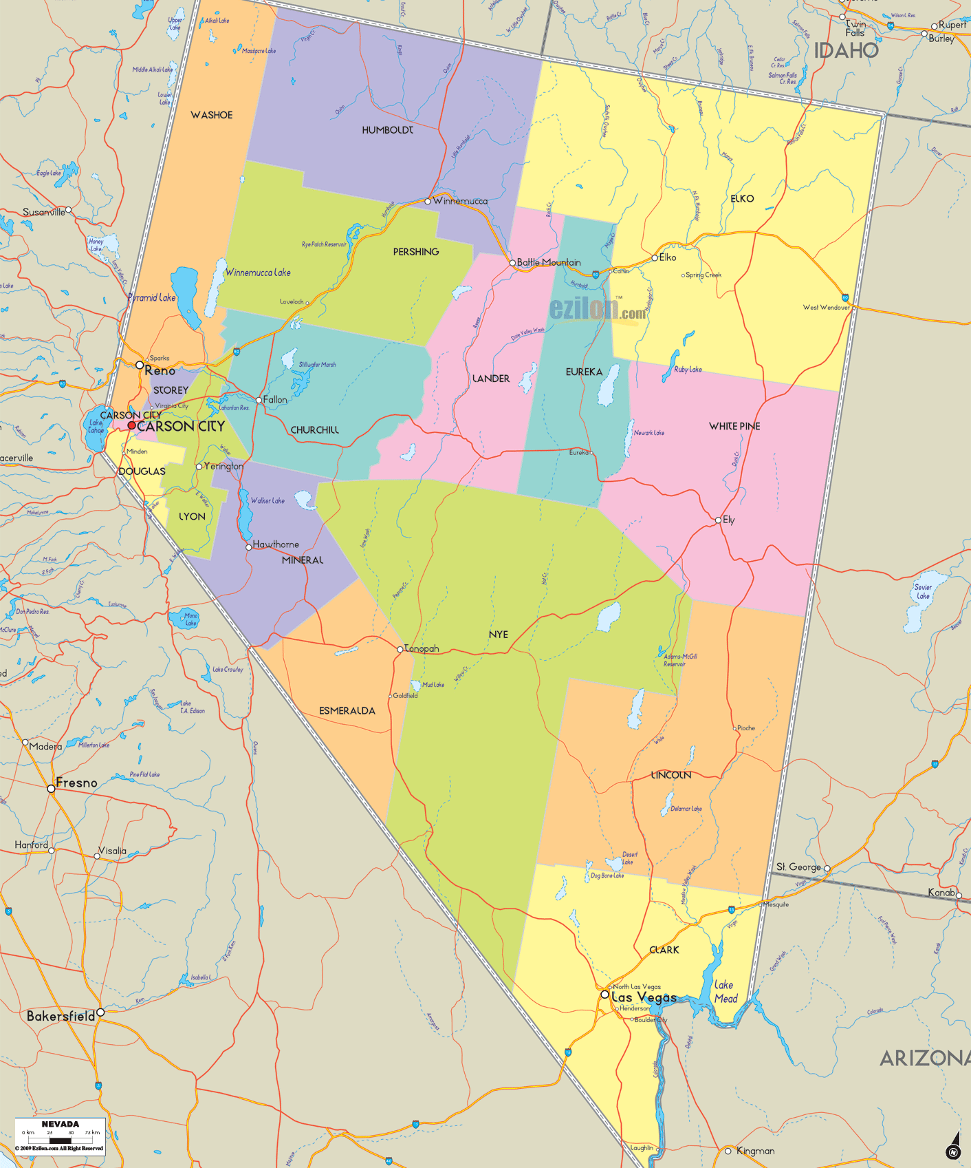 Nevada Map - TravelsFinders.Com