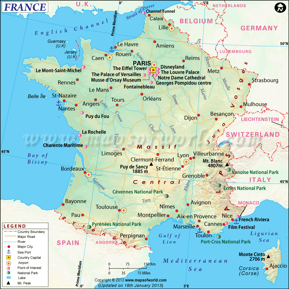 France Map - TravelsFinders.Com