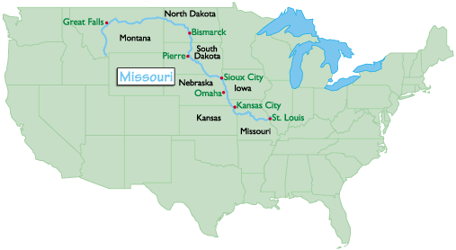 The Missouri River Map Travelsfinders Com