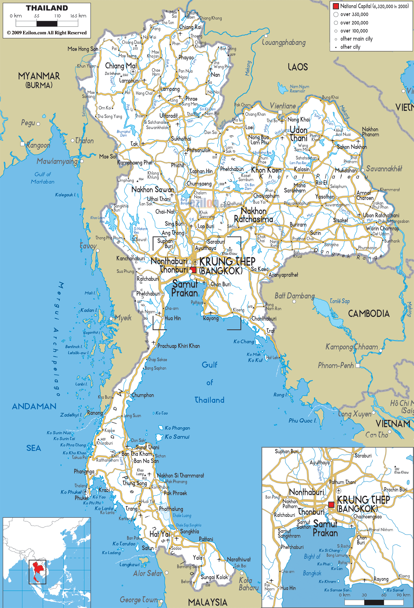 Thailand Map - TravelsFinders.Com