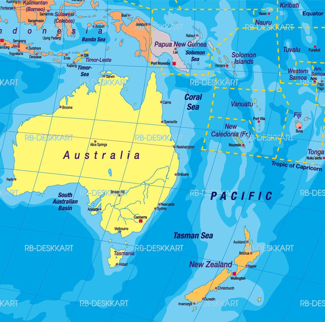 Australia New Zealand Map TravelsFinders Com