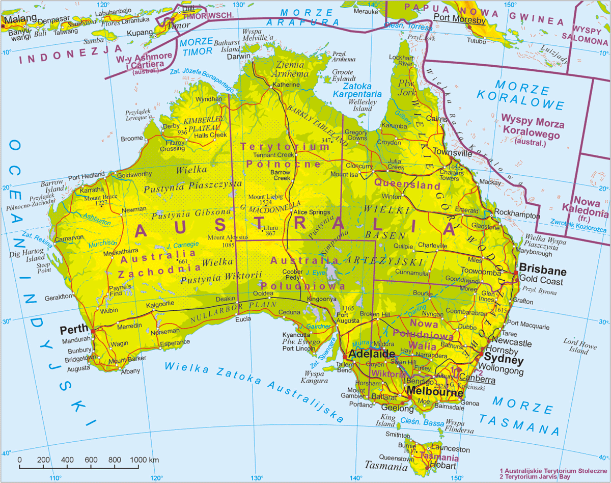 Physical Map Of Australia And New Zealand - TravelsFinders.Com