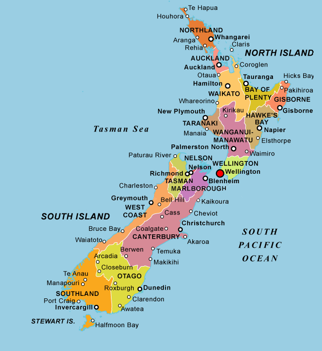 Top 97+ Images map of new zealand with major cities Stunning