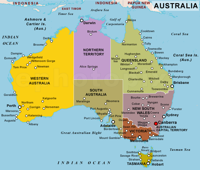 Australia Map Of Cities Travelsfinders Com