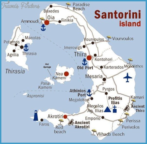 Santorini Map Main Cities TravelsFinders Com