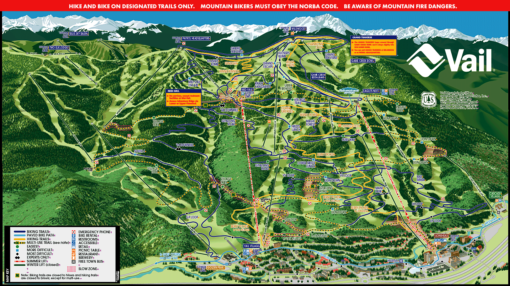 Vail Hiking Trail Map - TravelsFinders.Com.