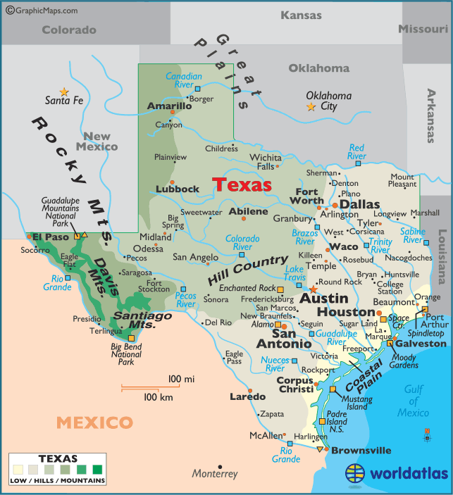 Texas Map - TravelsFinders.Com