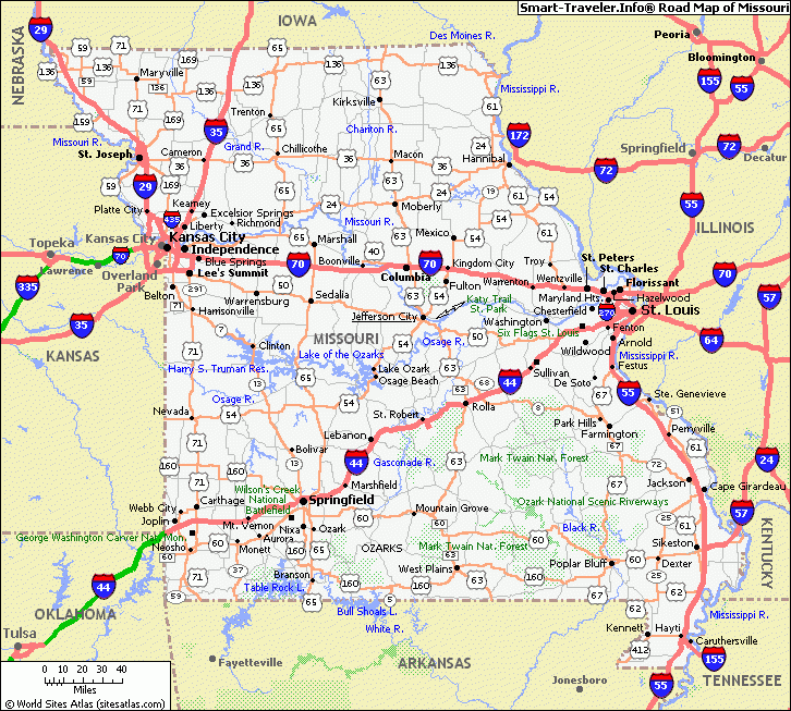 Map Of Missouri Travelsfinderscom
