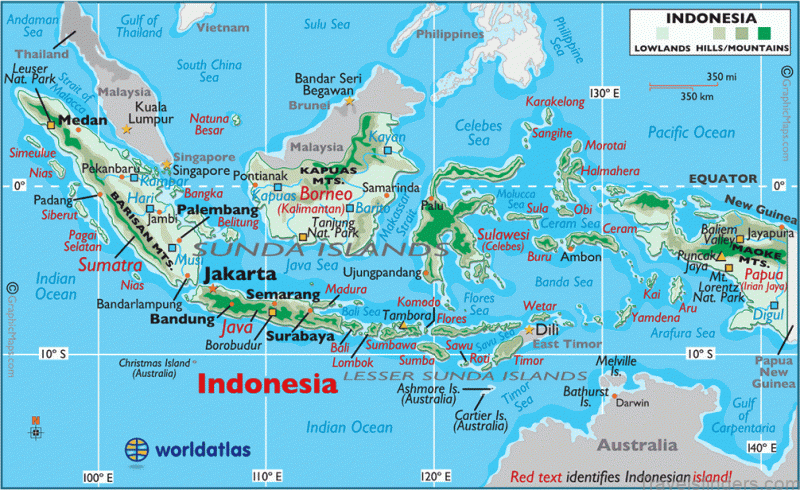 Indonesia large color map | Bali map, Bali indonesia, Indonesia