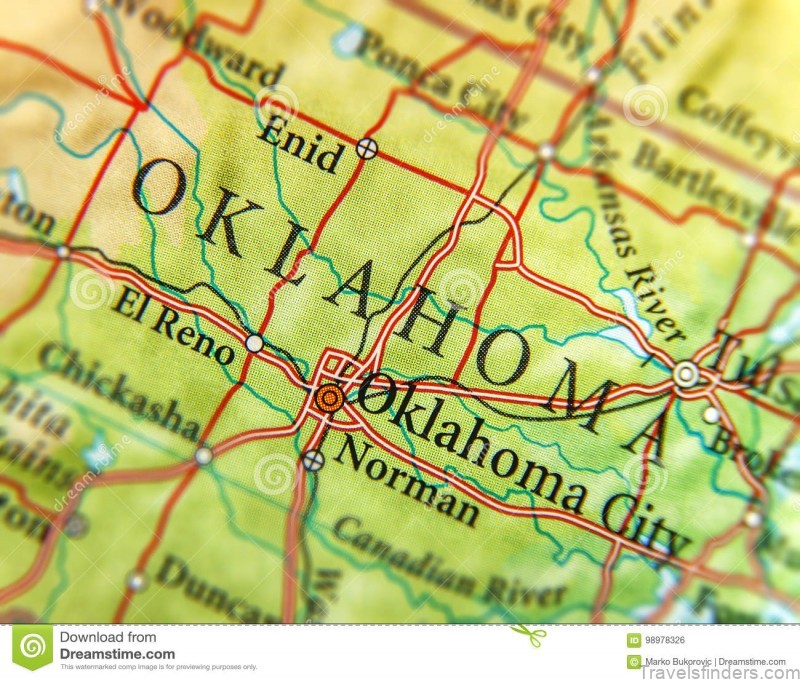 geographic map us state oklahoma important cities close geographic map us state oklahoma important cities 98978326