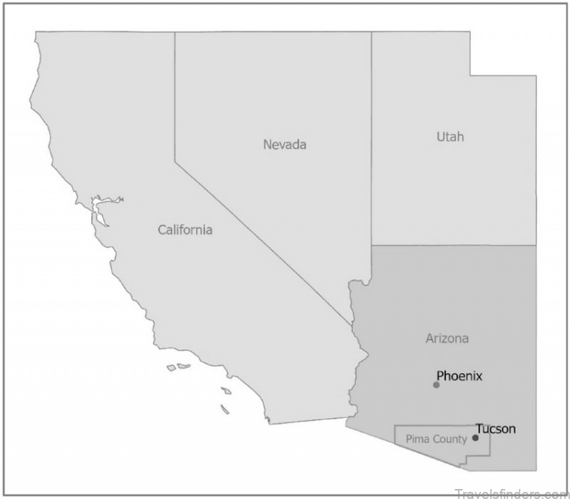 location key map of the city of tucson pima county arizona usa