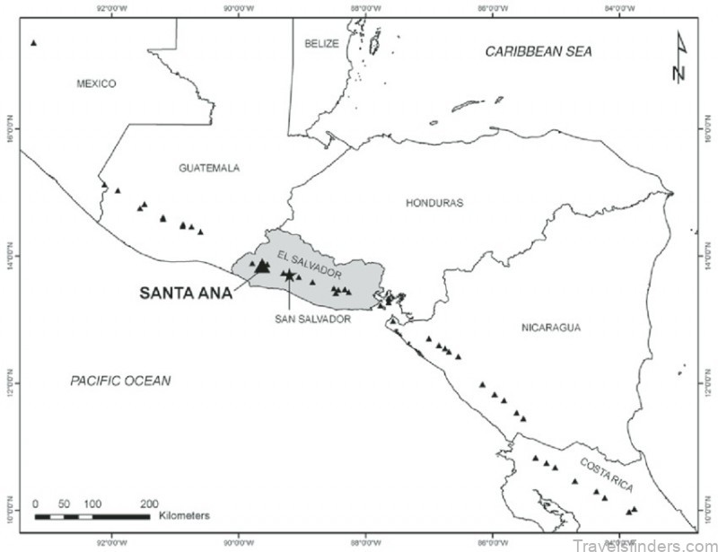 location map of santa ana volcano large black triangle situated in the central american