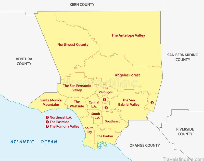 los angeles county regions map california 77790628