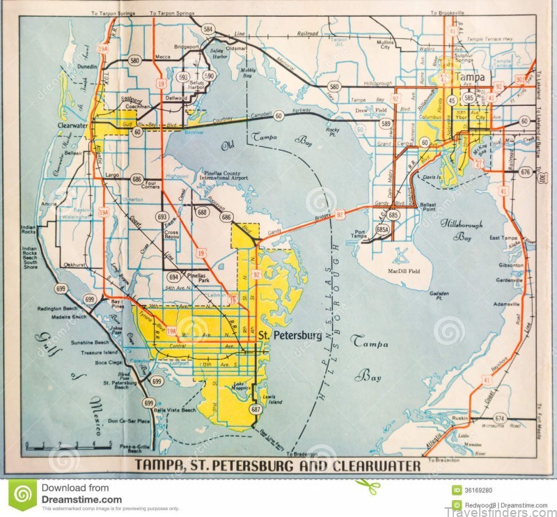 mid twentieth century map tampa relatively undeveloped bay florida 36169280
