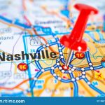 nashville tennessee road map red pushpin city united states america usa 186014456