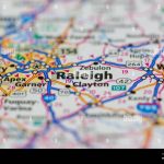 raleigh south carolina usa shown on a road map or geography map 2g25wep