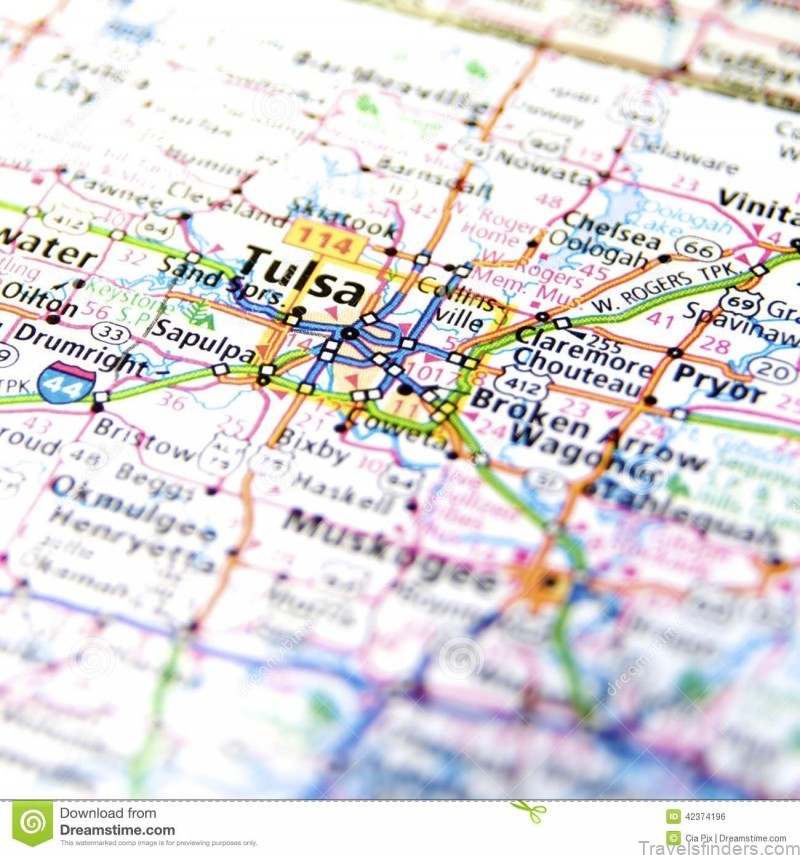 travel map oklahoma around tulsa closeup road highway atlas state cities 42374196