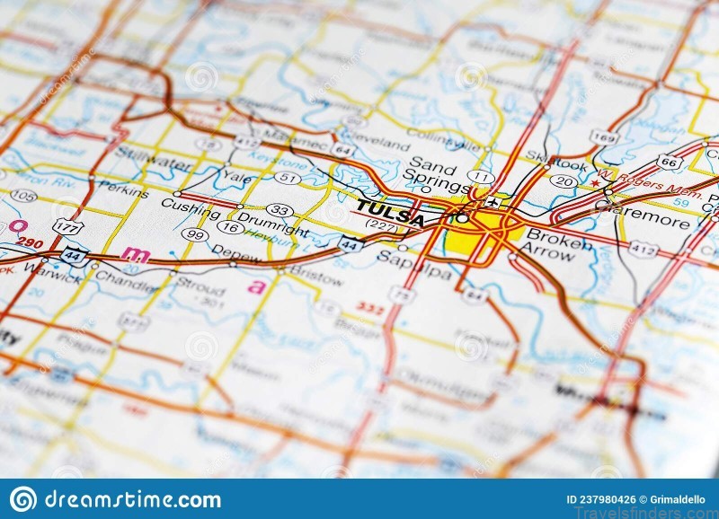 tulsa city road map area closeup macro view tulsa oklahoma tulsa city road map area closeup macro view 237980426