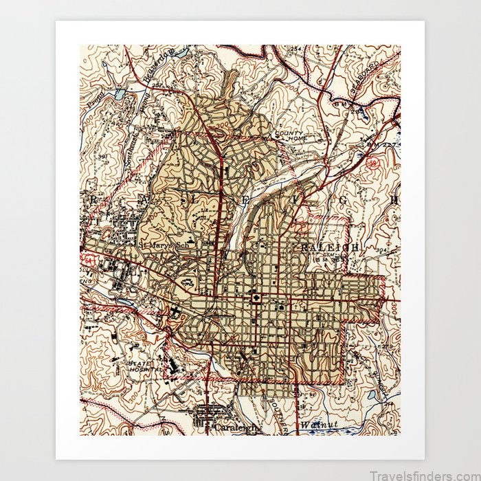 vintage map of raleigh north carolina 1940 prints