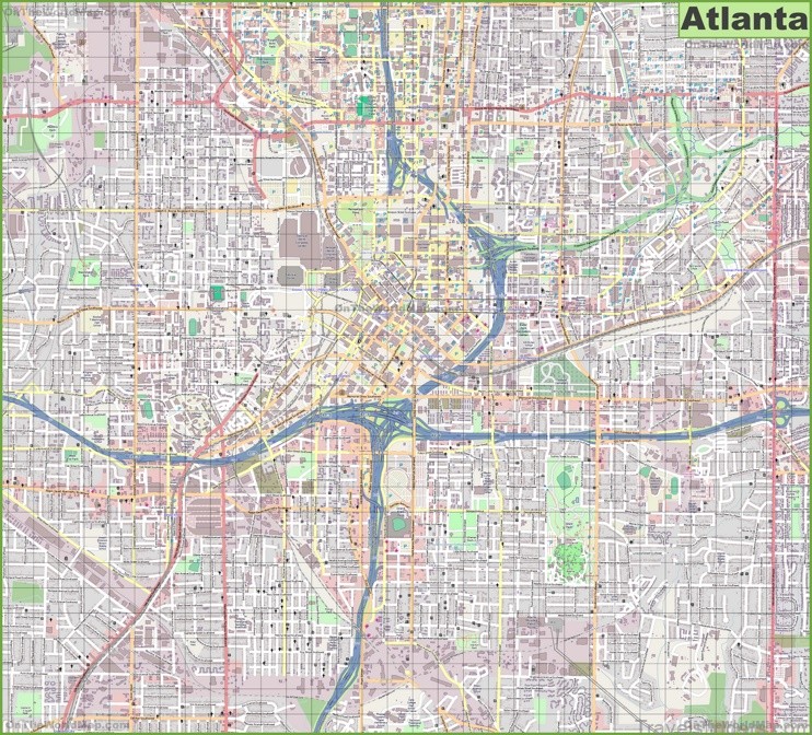 large detailed street map of atlanta max