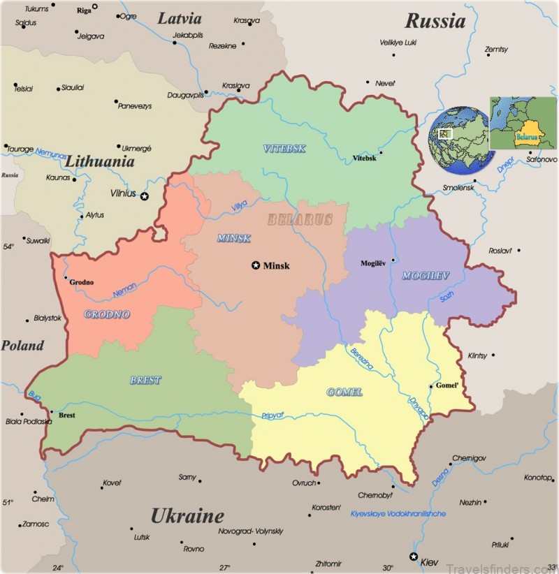 Belarus Travel Guide Map Of Belarus Mapa De Belar s TravelsFinders Com
