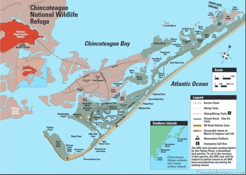 a tourist guide to the chincoteague island virginia map of chincoteague 5