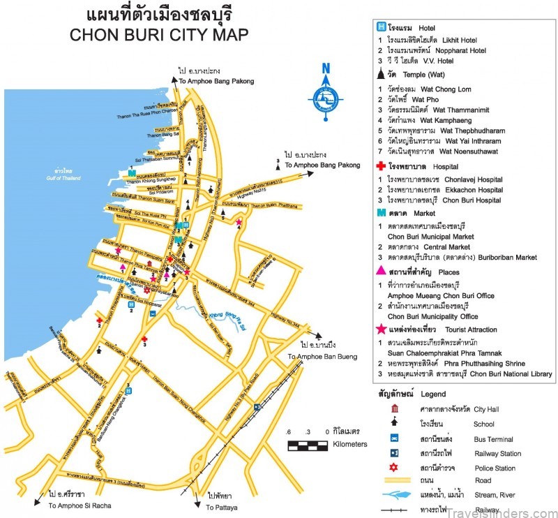 chonburi travel guide for tourist map of chonburi 2