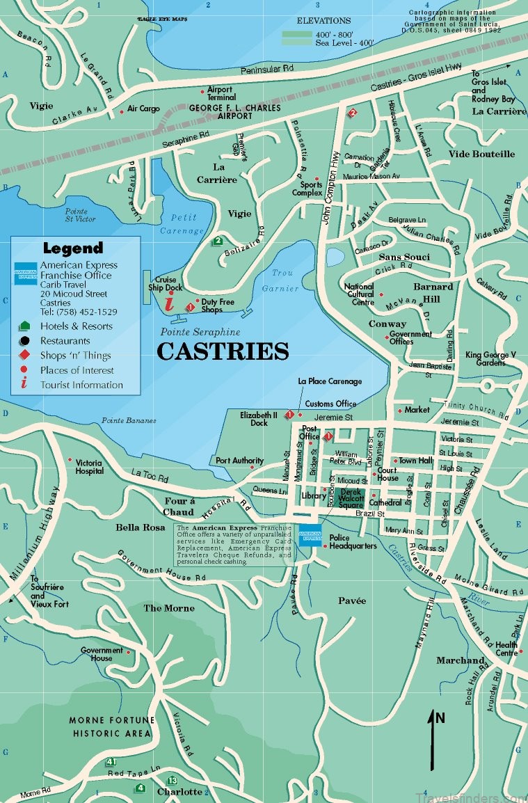 map of castries where to go in a landscape with no towns