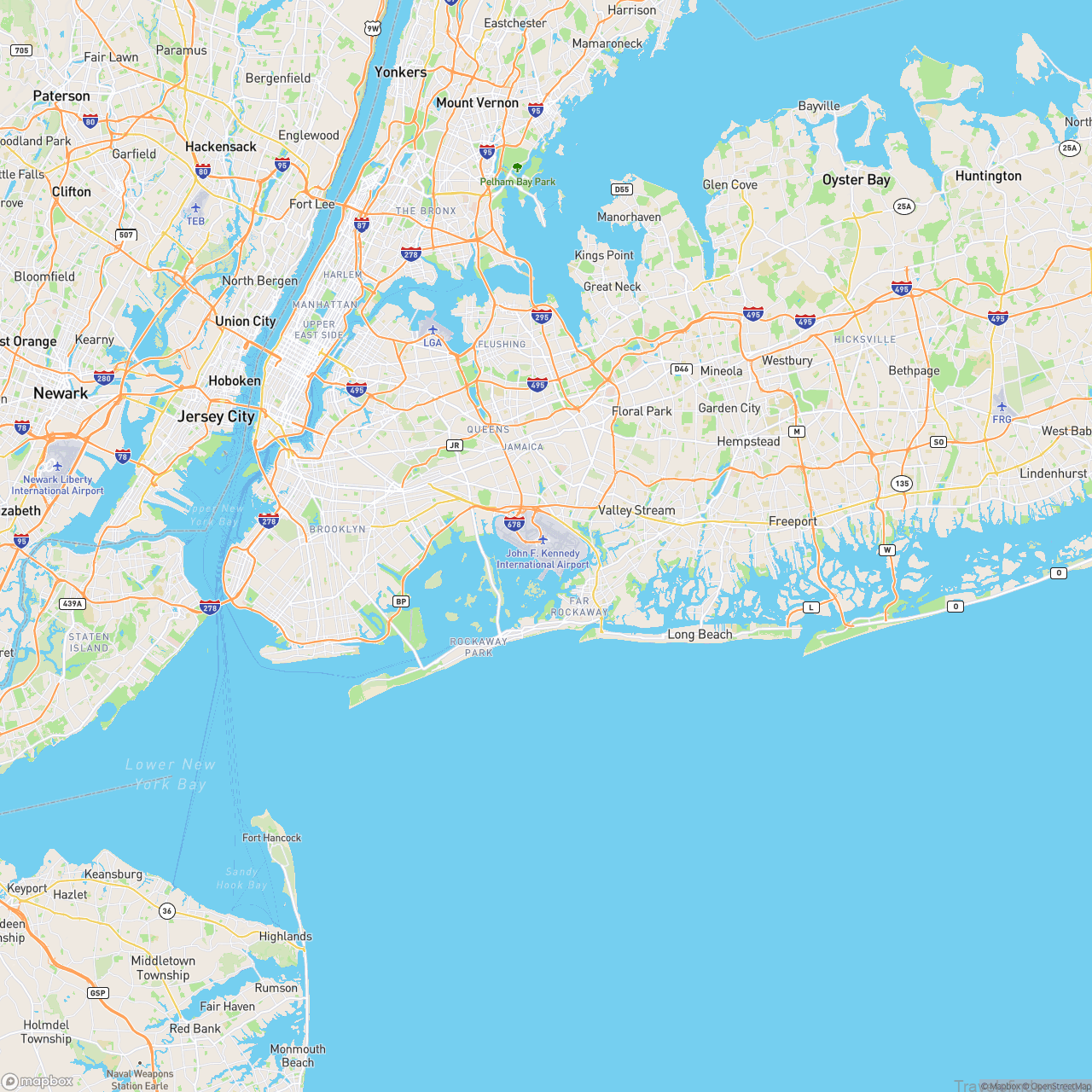 New York City Airports Map