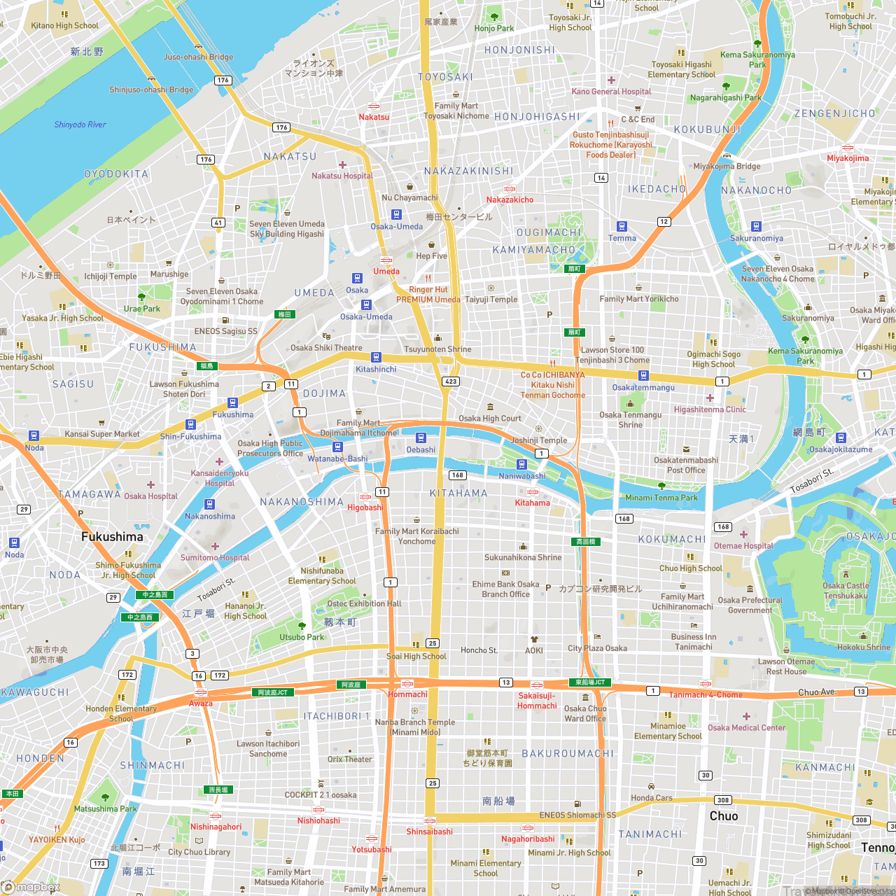 Osaka Japan Streets Map
