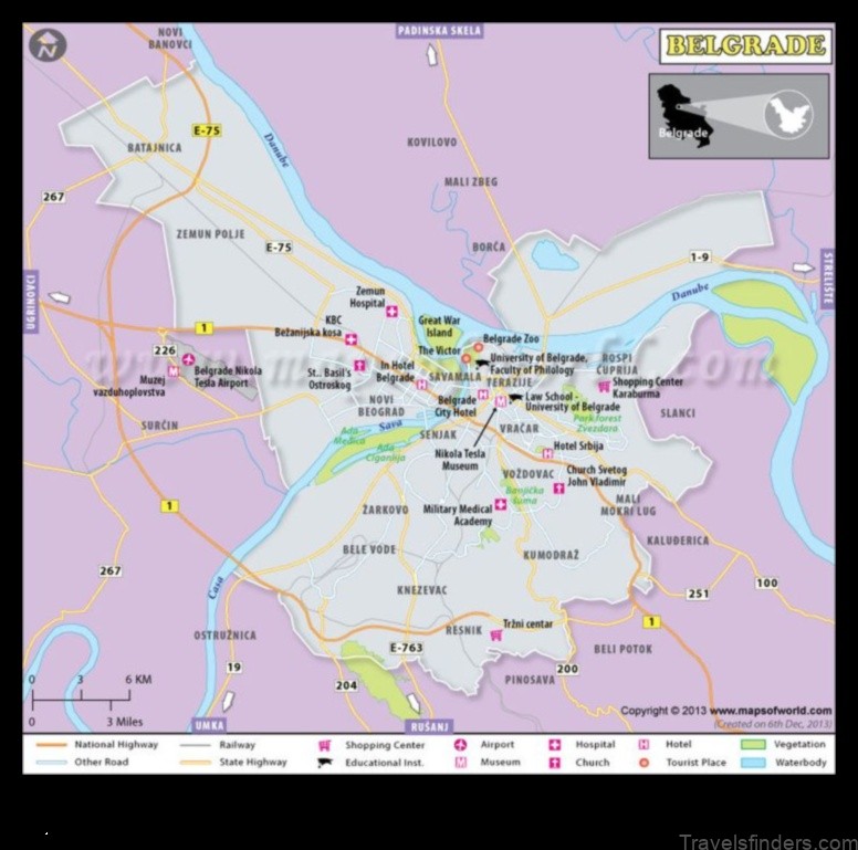 Map of Belgrade Serbia