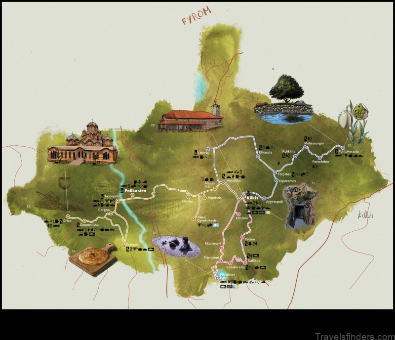 kilkis a map of the city and its surroundings