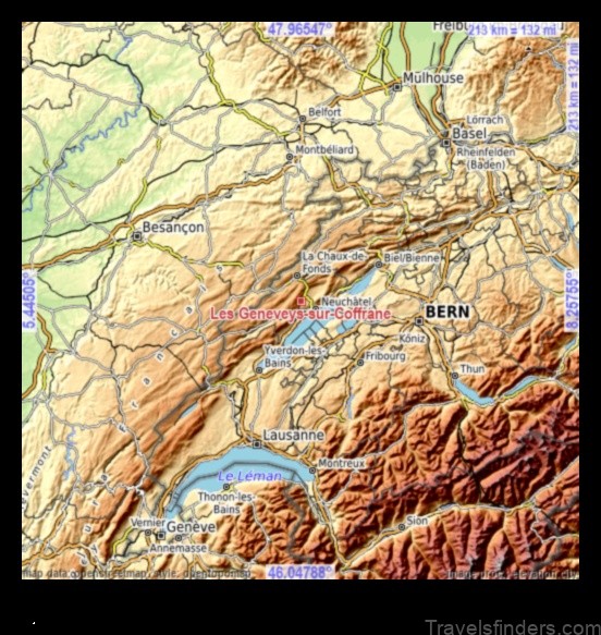 Map of Les Geneveys-sur-Coffrane Switzerland