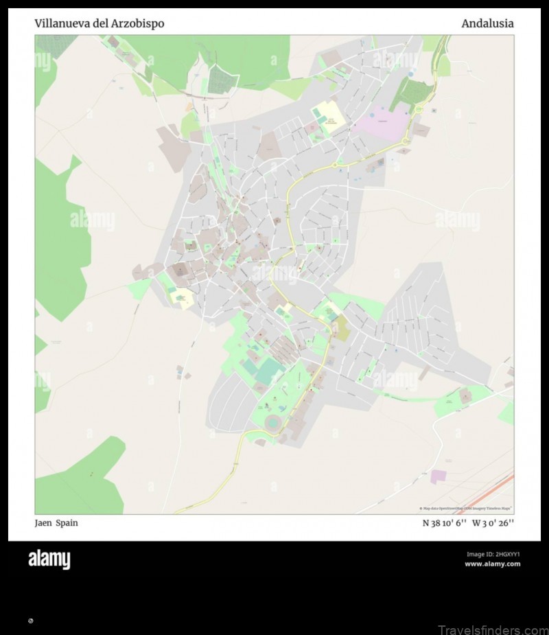 explore the charming town of villanueva del arzobispo with this detailed map