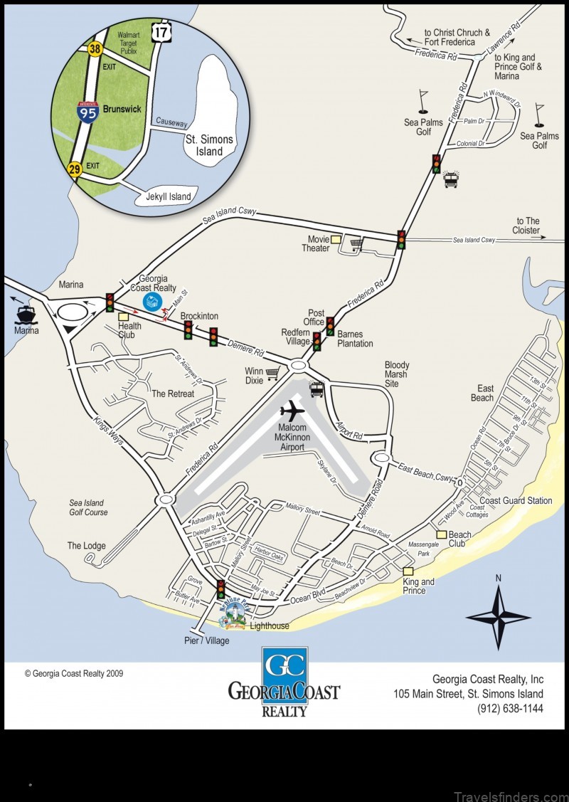 Map of Saint Simons Island United States