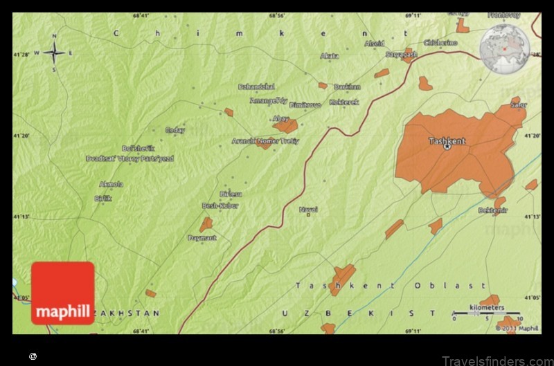 Map of Saryaghash Kazakhstan