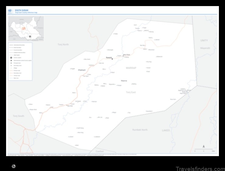 Map of Tonj South Sudan, The Republic of